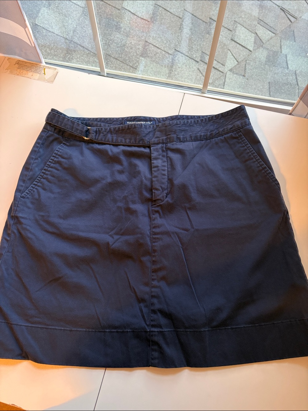 Ralph Lauren Navy Mini Skirt with Side Belt Detail